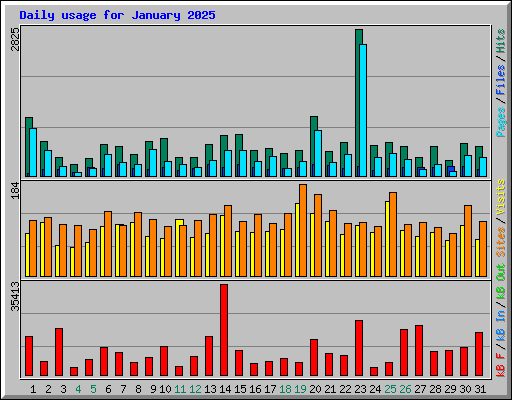 Daily usage for January 2025